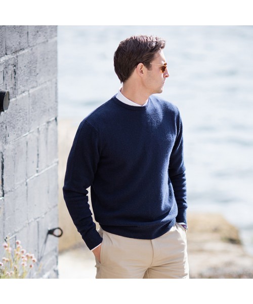 Plain Crew neck lambswool jumper Henbury 9 Gauge GSM